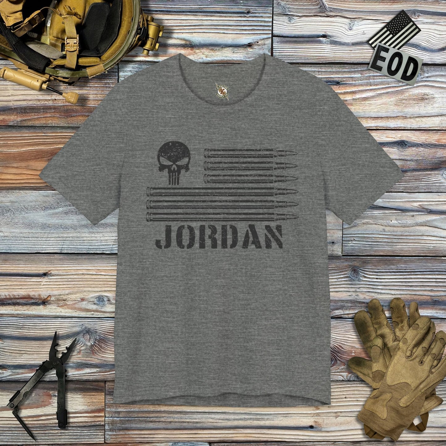 K-Factor Supply Co Jordan P-Skull Custom T-Shirt Deep Heather / M