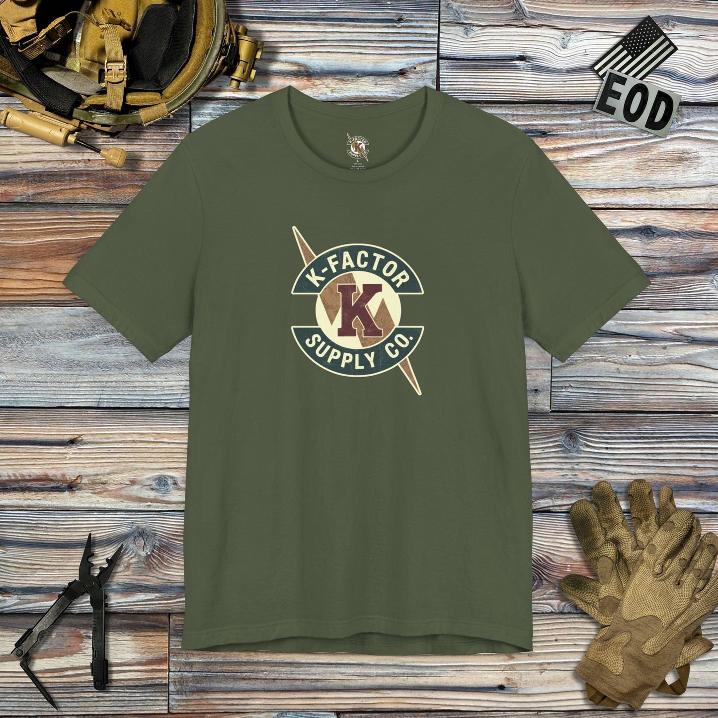 K-Factor Supply Co K-Factor Supply Flash Logo T-Shirt Military Green / S