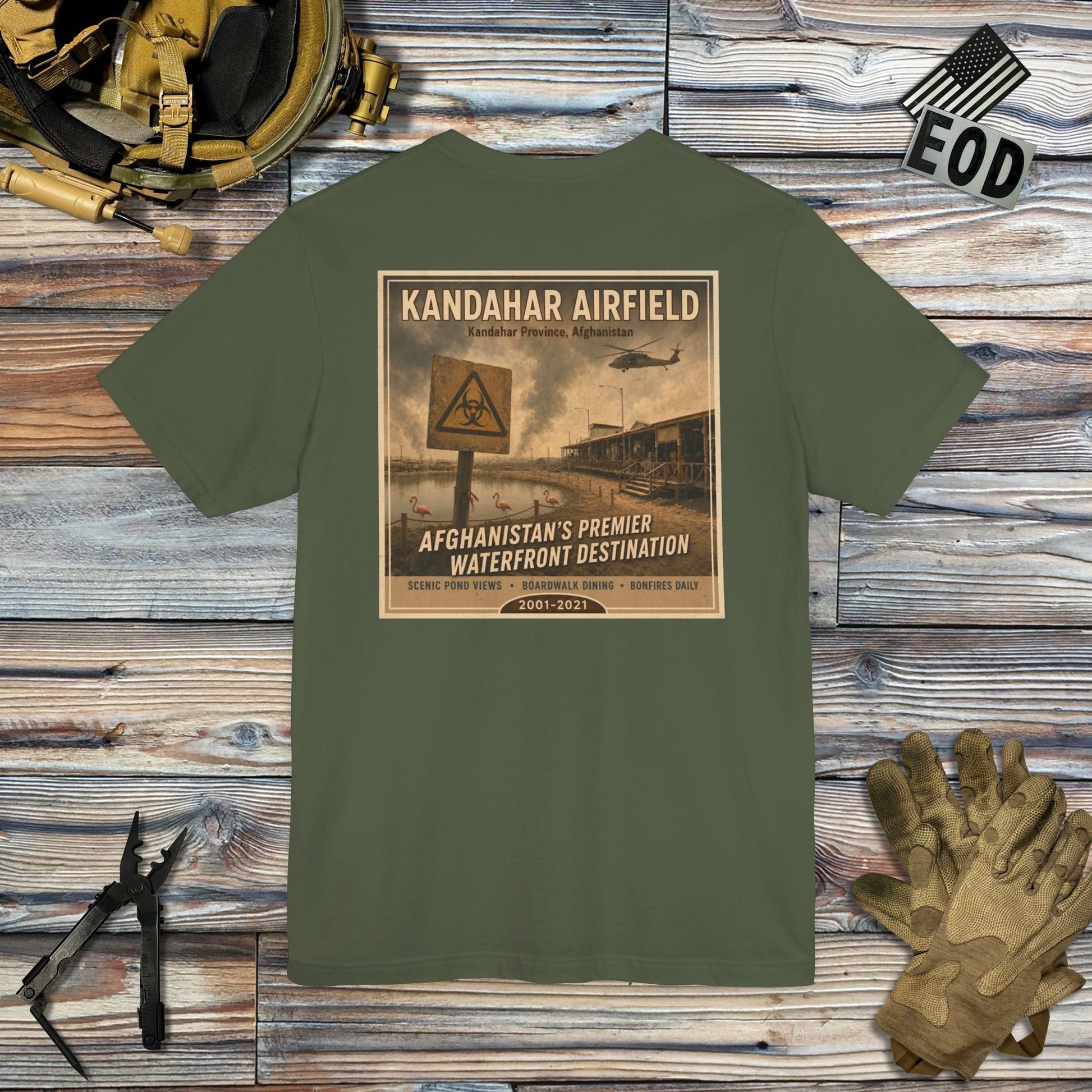 K-Factor Supply Co Kandahar Travel (Back Print) T-Shirt
