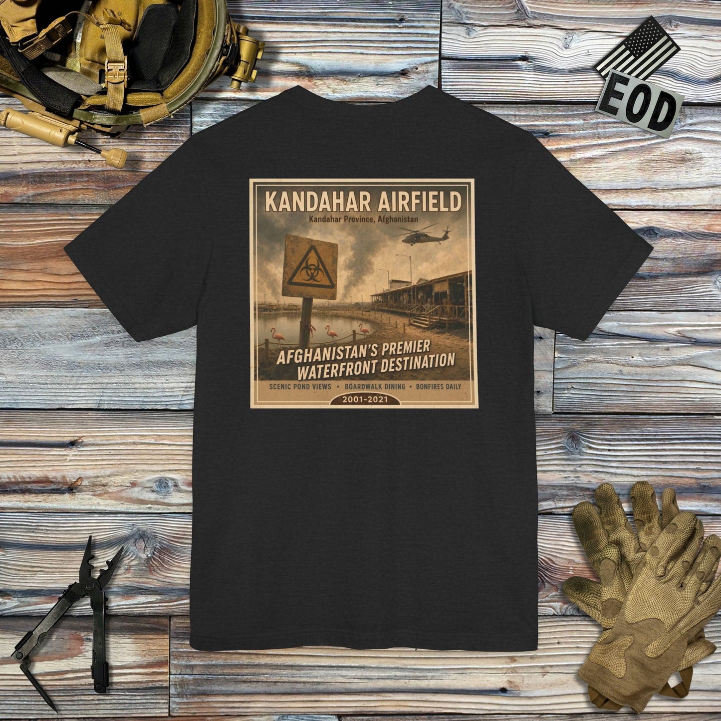 K-Factor Supply Co Kandahar Travel (Back Print) T-Shirt
