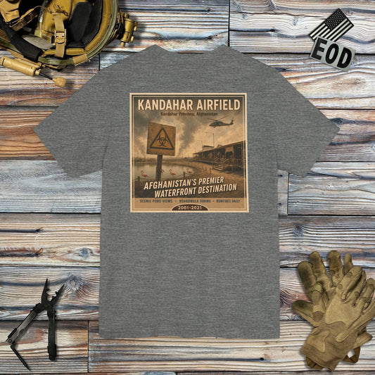 K-Factor Supply Co Kandahar Travel (Back Print) T-Shirt Deep Heather / M