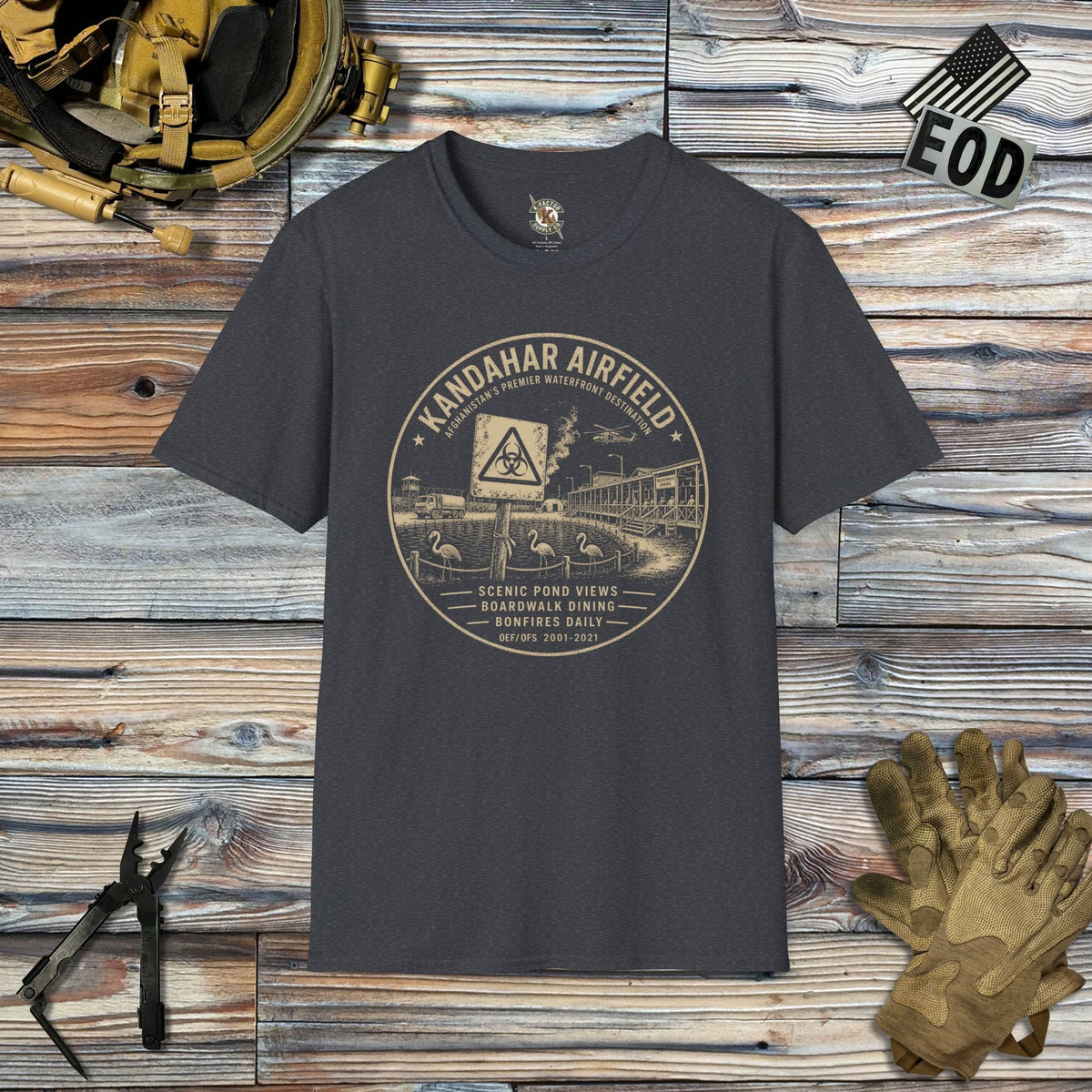 K-Factor Supply Co Kandahar Waterfront (B+T) T-Shirt Dark Heather Grey / 2XL