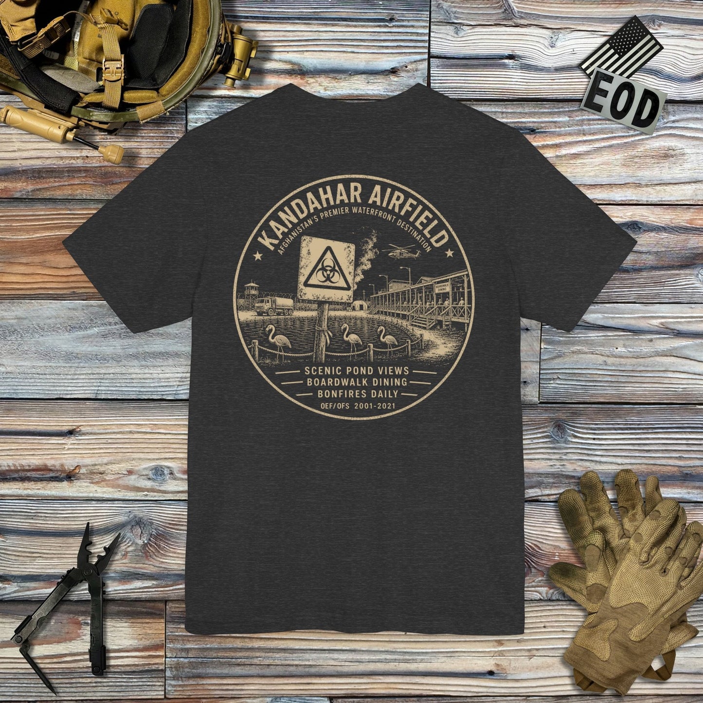 K-Factor Supply Co Kandahar Waterfront (Back Print) T-Shirt