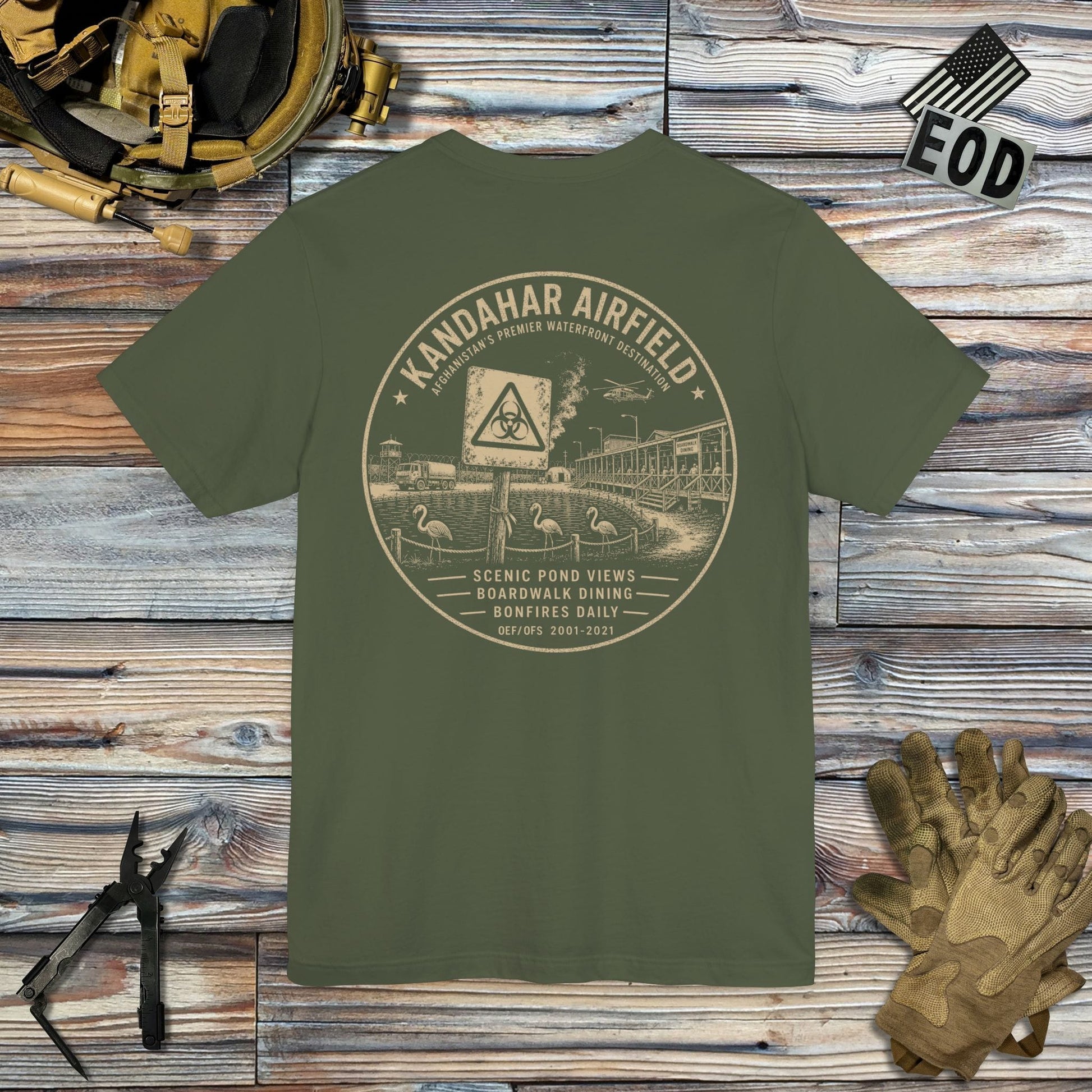 K-Factor Supply Co Kandahar Waterfront (Back Print) T-Shirt