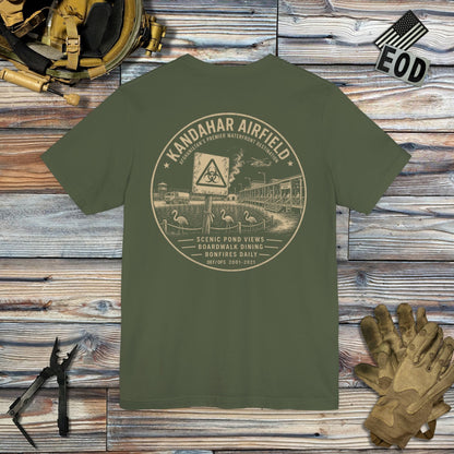 K-Factor Supply Co Kandahar Waterfront (Back Print) T-Shirt