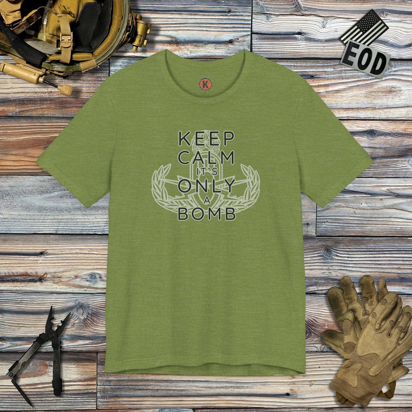 K-Factor Supply Co Keep Calm (Mk 1) T-Shirt Heather Green / S