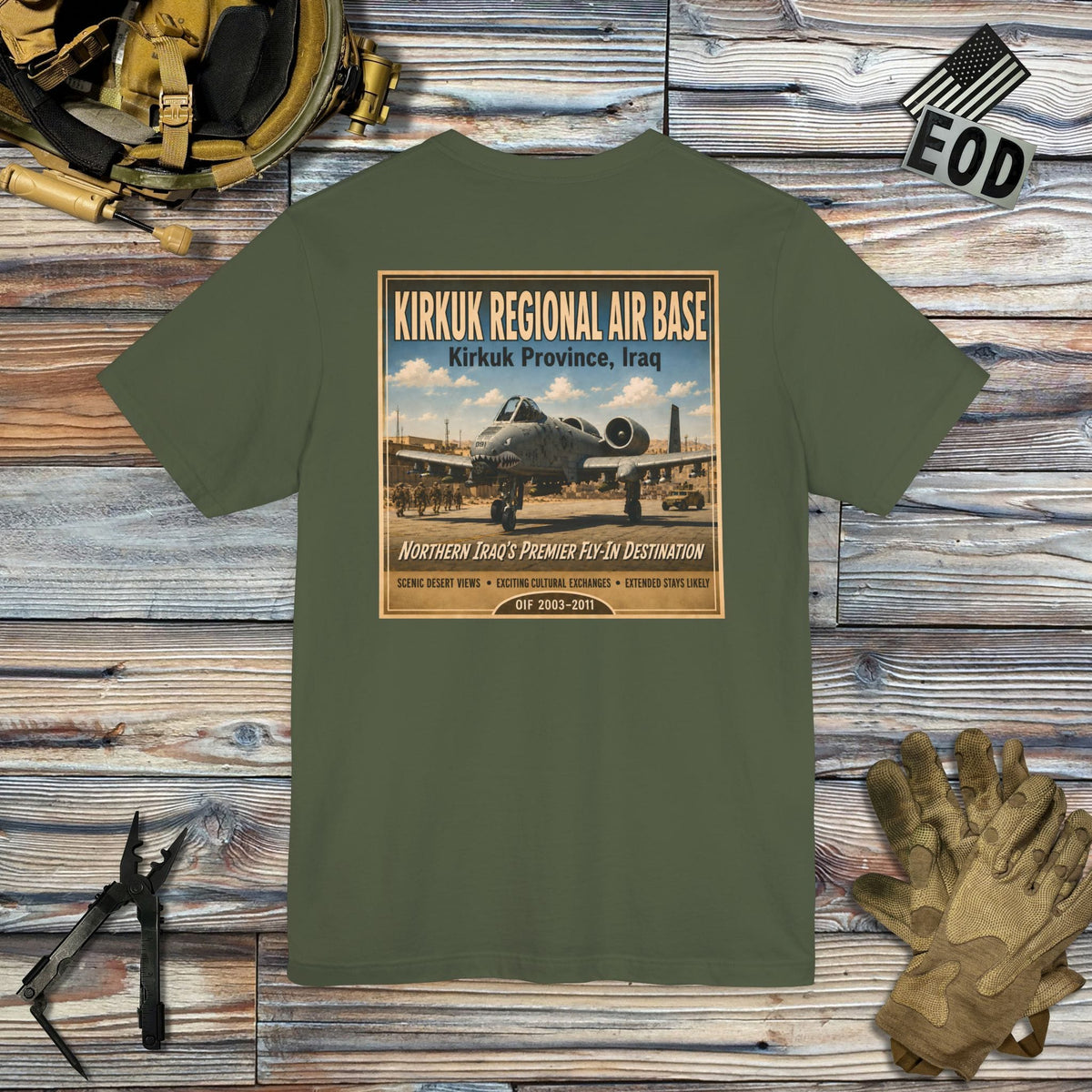 K-Factor Supply Co Kirkuk (KRAB) [Back Print] T-Shirt Military Green / S