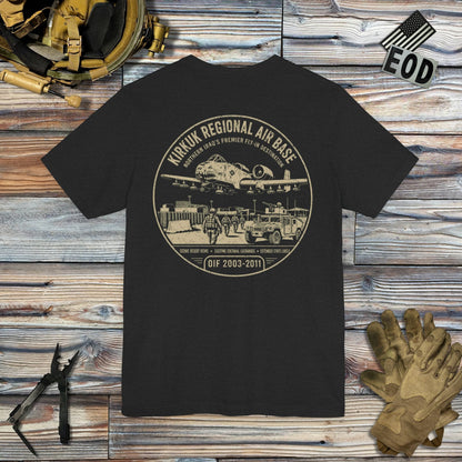 K-Factor Supply Co Kirkuk (KRAB) Fly-In Destination [Back Print] T-Shirt Solid Black Blend / S