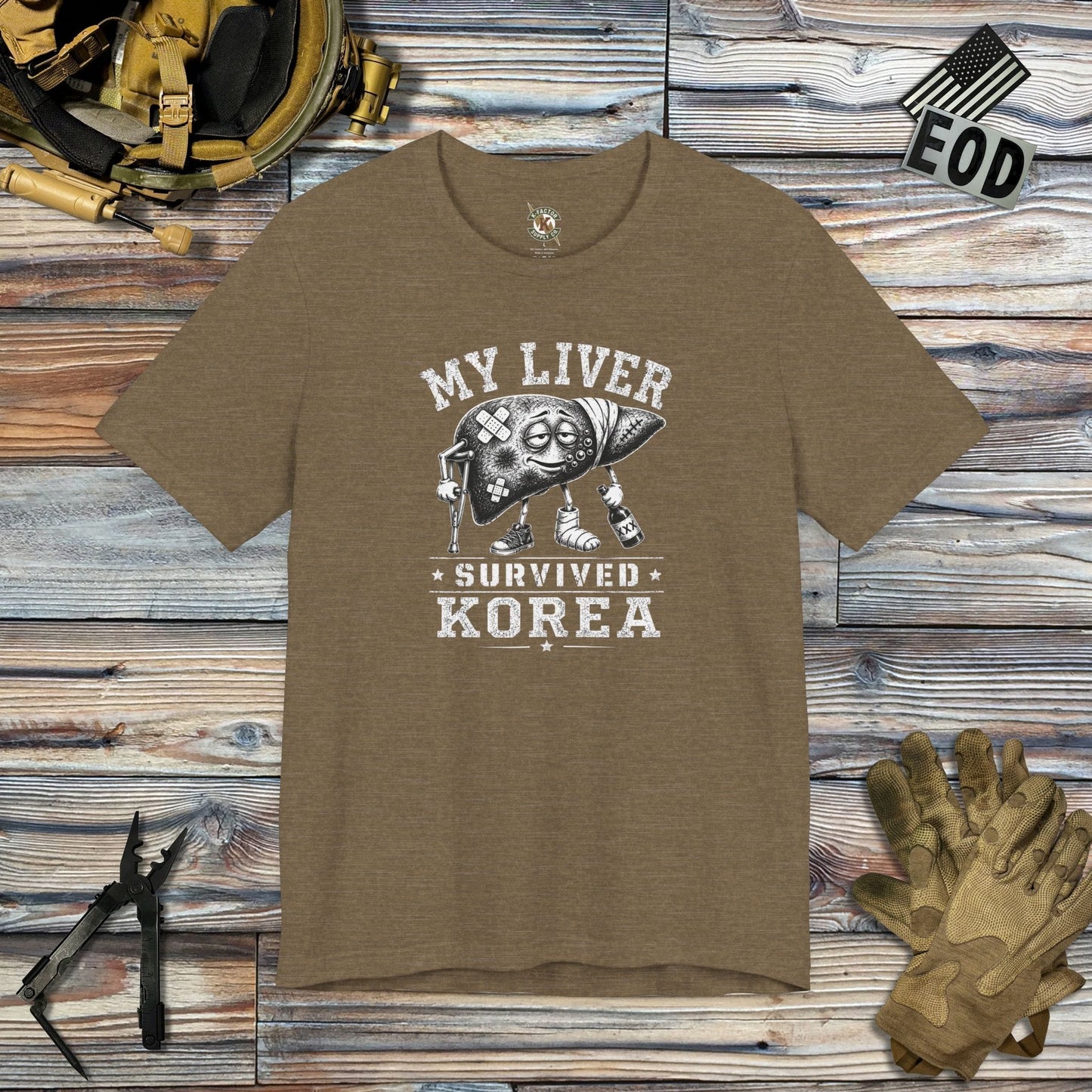 K-Factor Supply Co Korean Liver T-Shirt Heather Olive / S