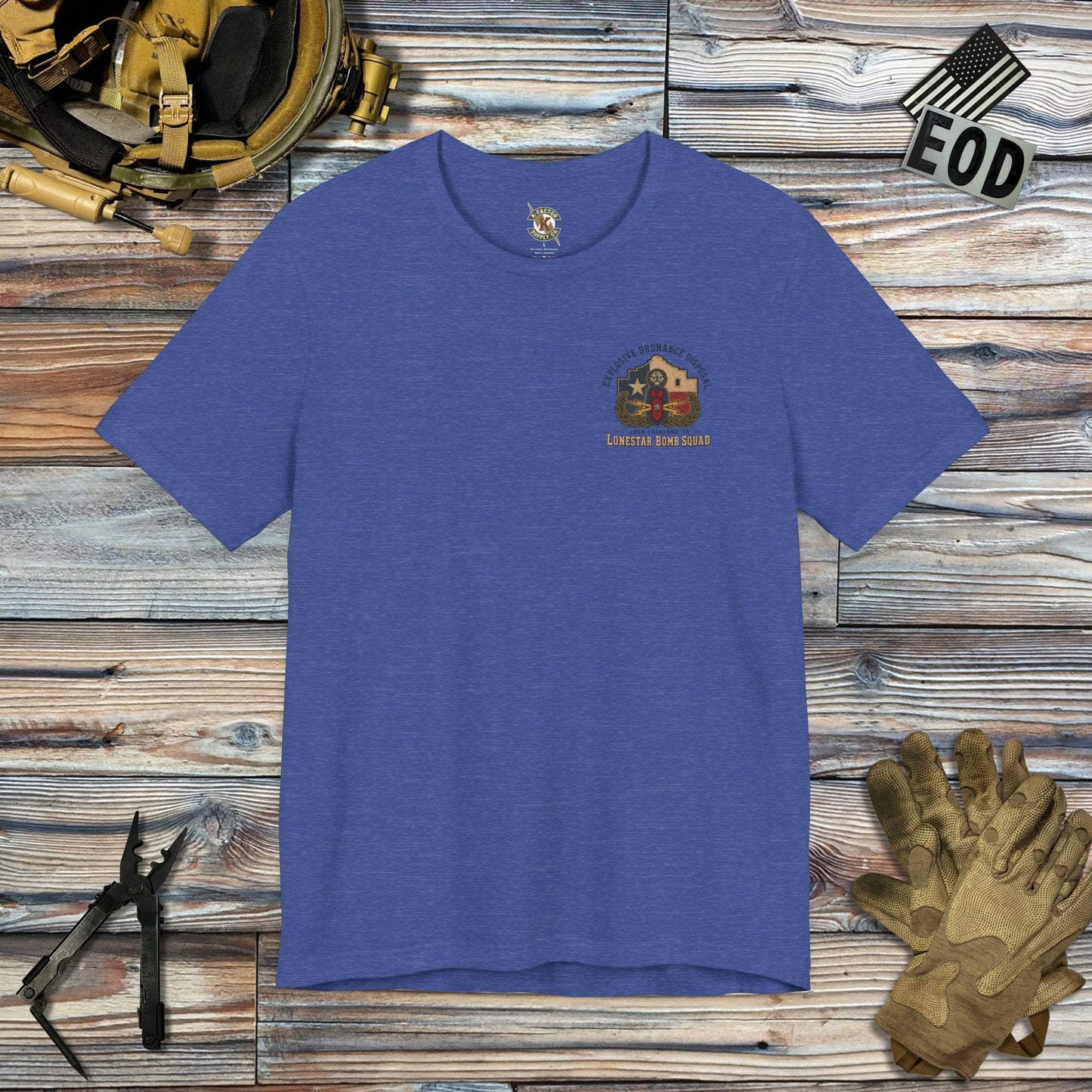 K-Factor Supply Co Lackland EOD "Lonestar Unicorn" T-Shirt Heather True Royal / S