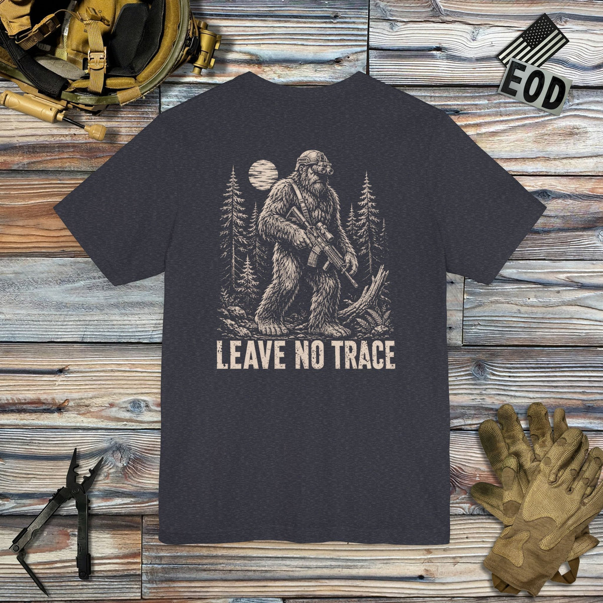 K-Factor Supply Co Leave No Trace (Back Print) T-Shirt Heather Navy / S