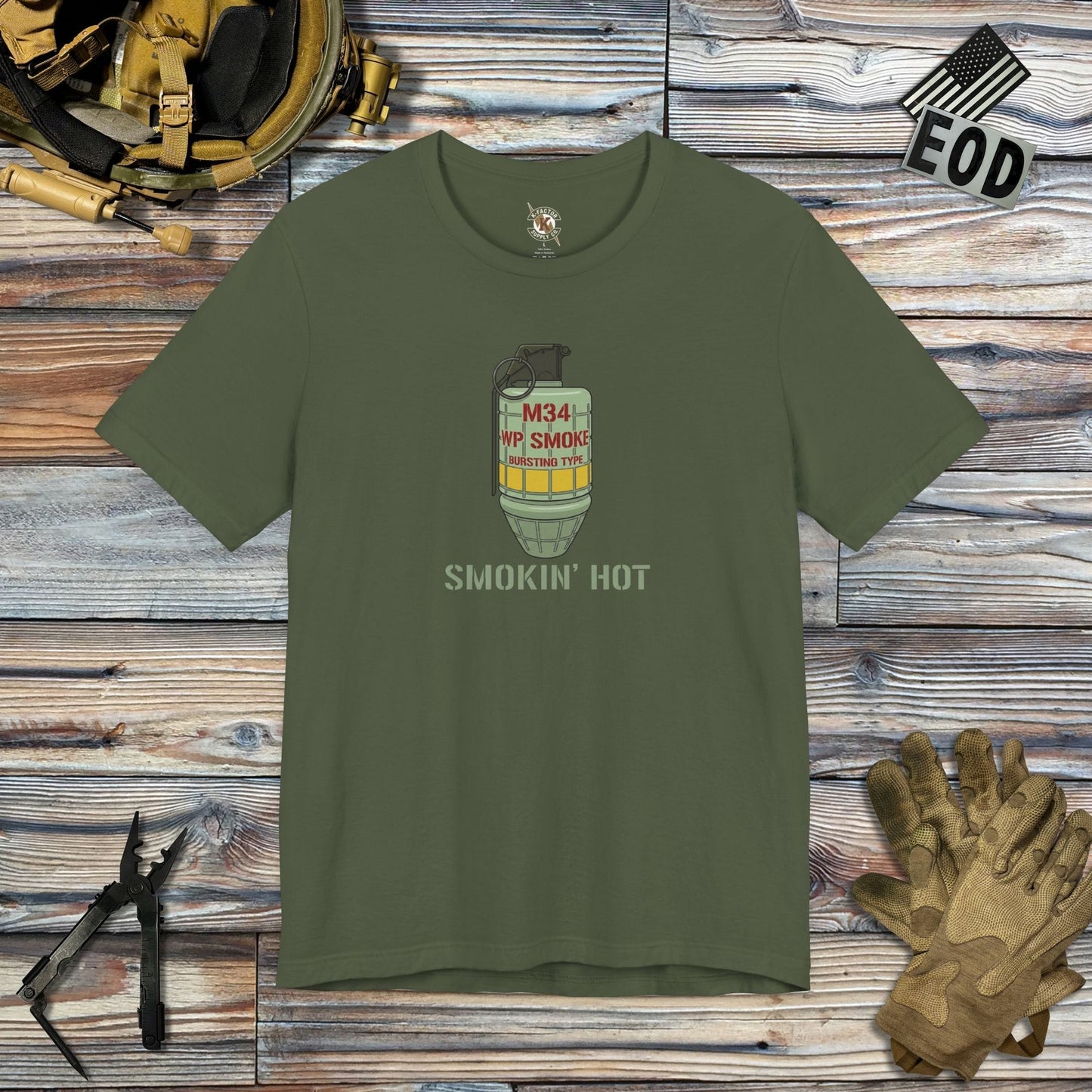K-Factor Supply Co M34 Smokin' Hot T-Shirt Military Green / S