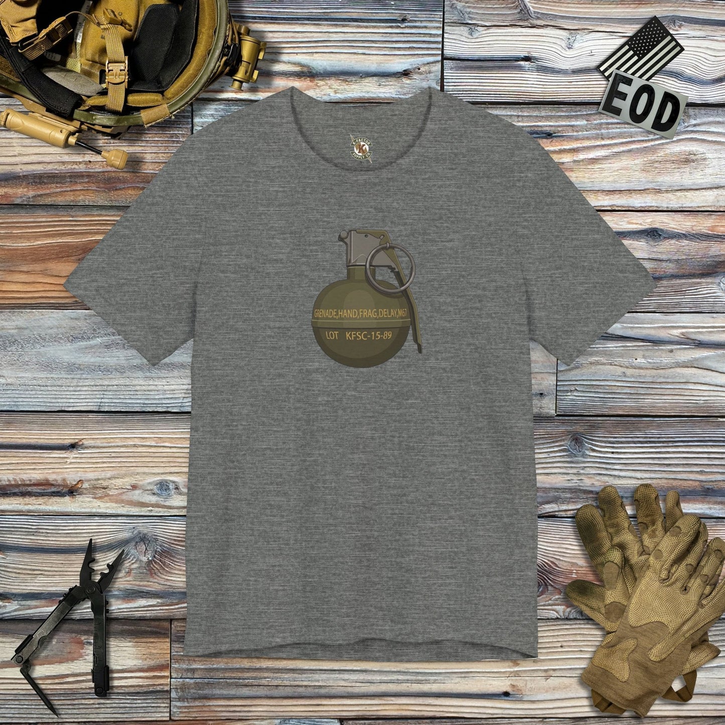 K-Factor Supply Co M67 Frag Grenade T-Shirt Deep Heather / M