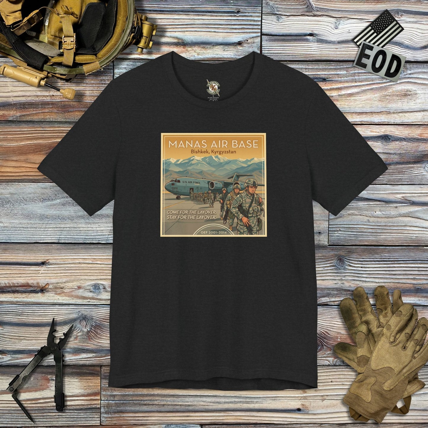 K-Factor Supply Co Manas Layover T-Shirt Solid Black Blend / S