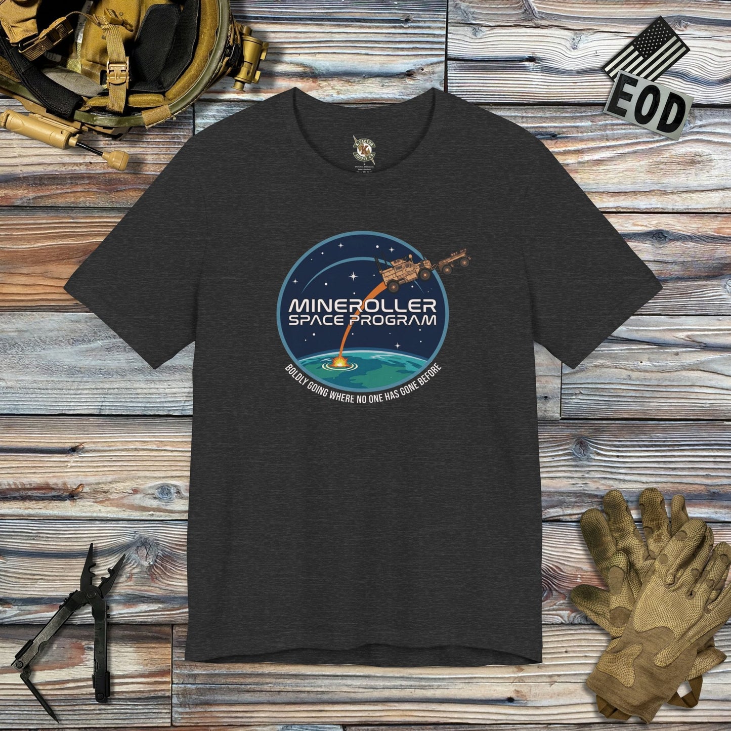 K-Factor Supply Co Mineroller Space Program (Clean) T-Shirt Dark Grey Heather / S