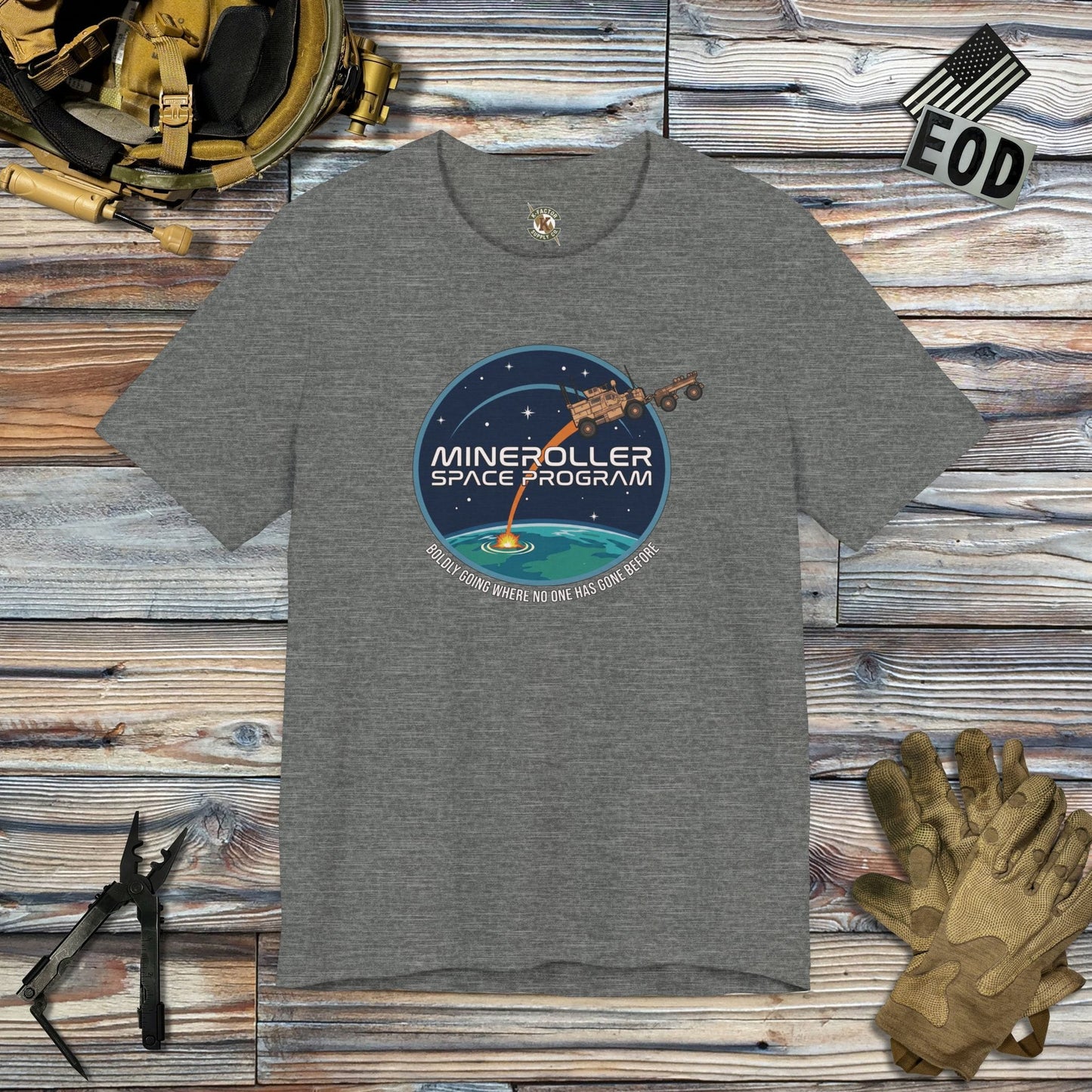 K-Factor Supply Co Mineroller Space Program (Clean) T-Shirt Deep Heather / S