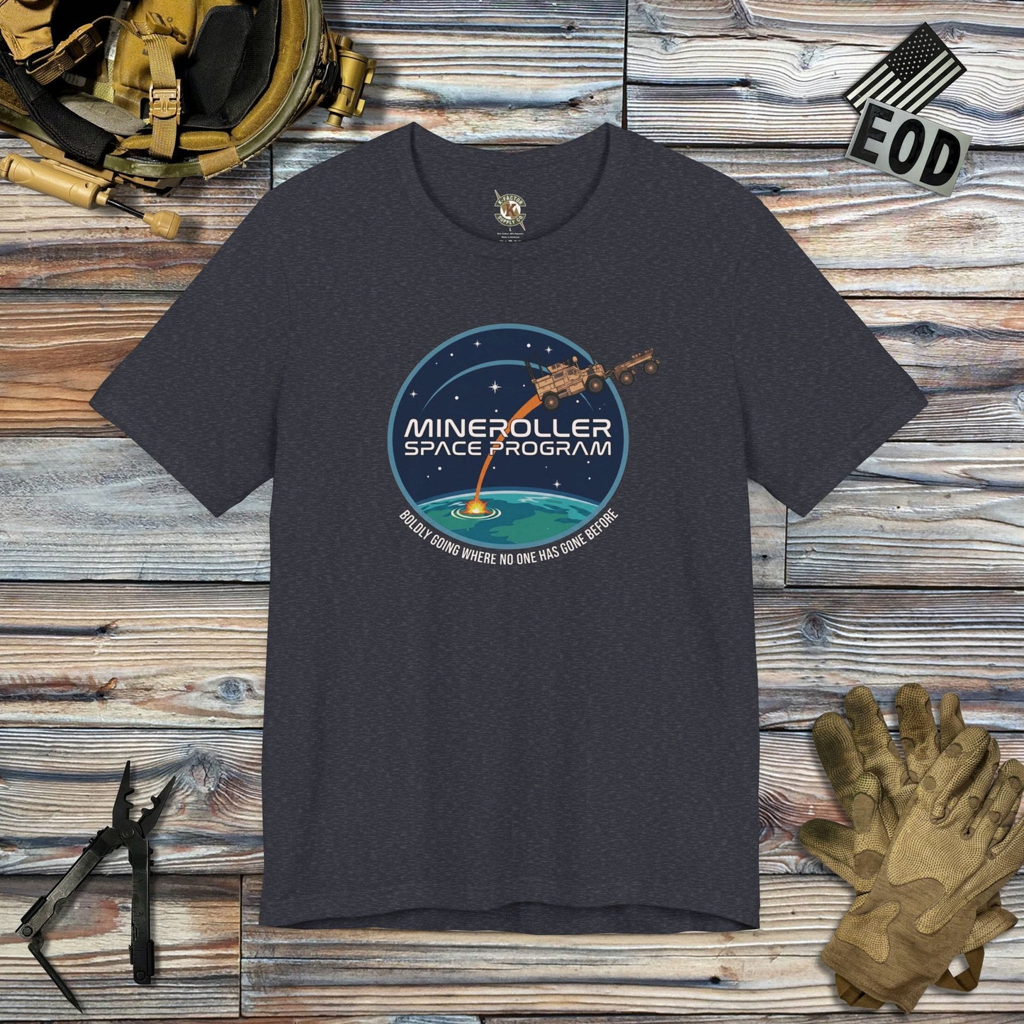 K-Factor Supply Co Mineroller Space Program (Clean) T-Shirt Heather Navy / S