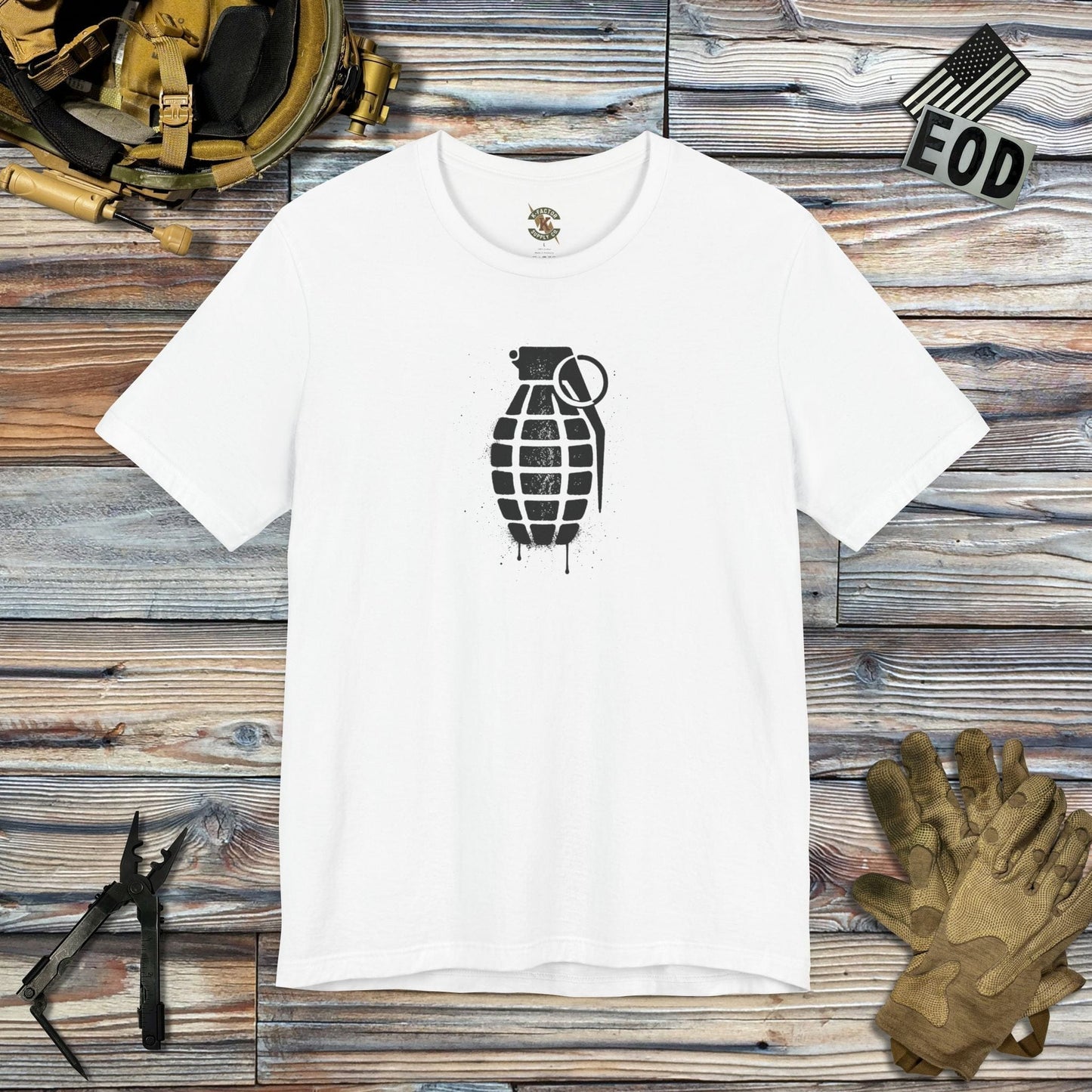 K-Factor Supply Co Mk 2 Grenade Stencil T-Shirt White / S