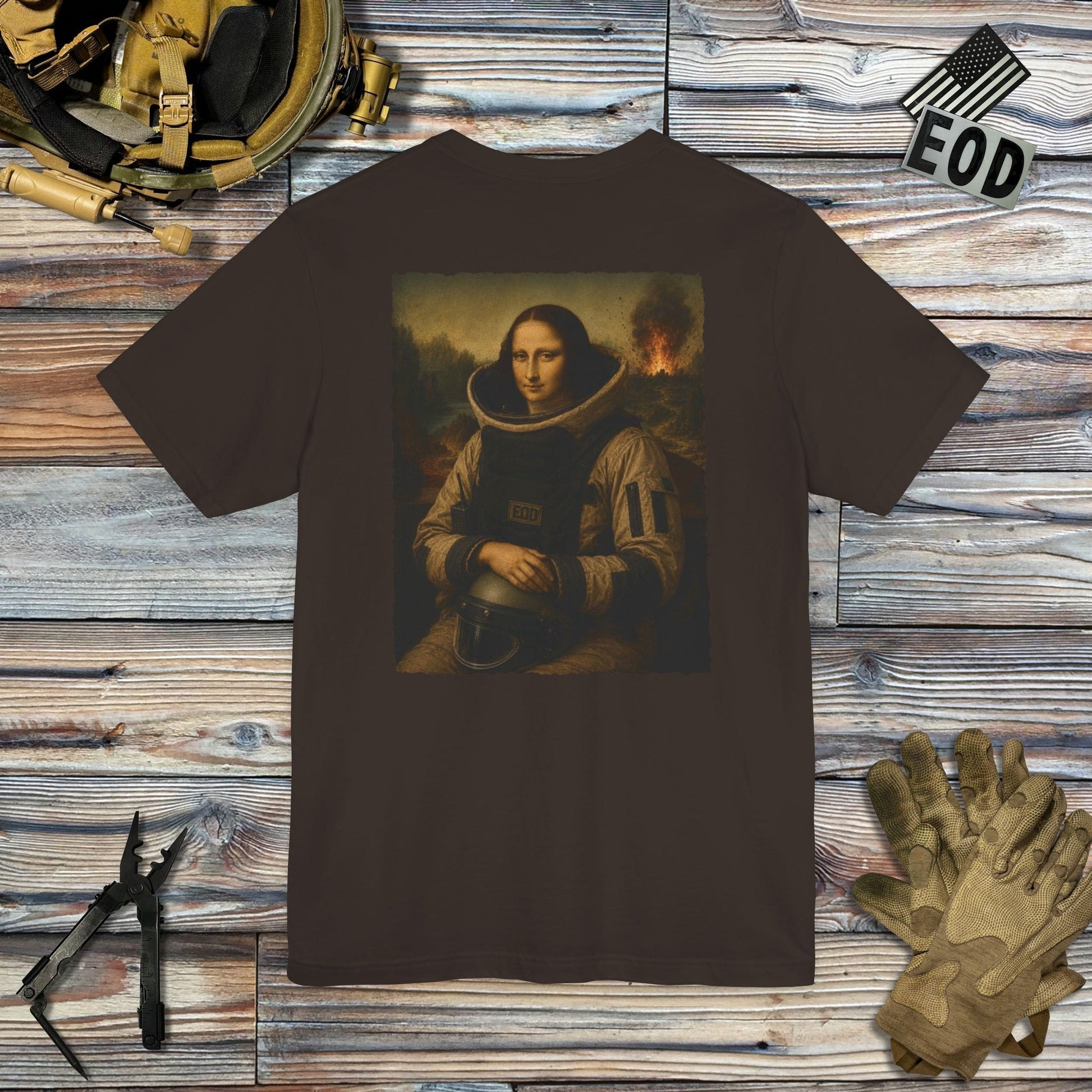 K-Factor Supply Co Mona Lisa Bomb Suit (Back Print) T-Shirt