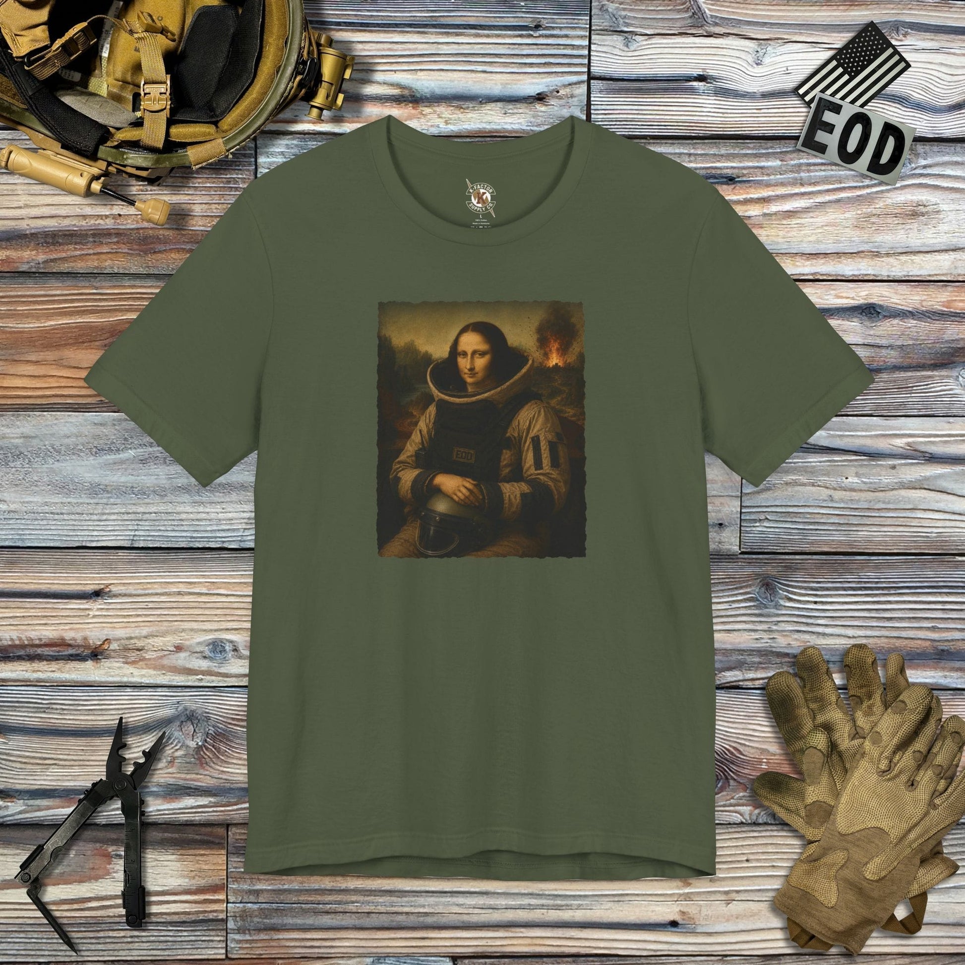 K-Factor Supply Co Mona Lisa Bomb Suit T-Shirt Military Green / S