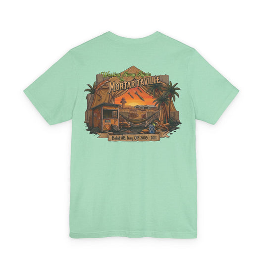 K-Factor Supply Co Mortaritaville (Back Print - Tropical Colors) T-Shirt Heather Mint / S