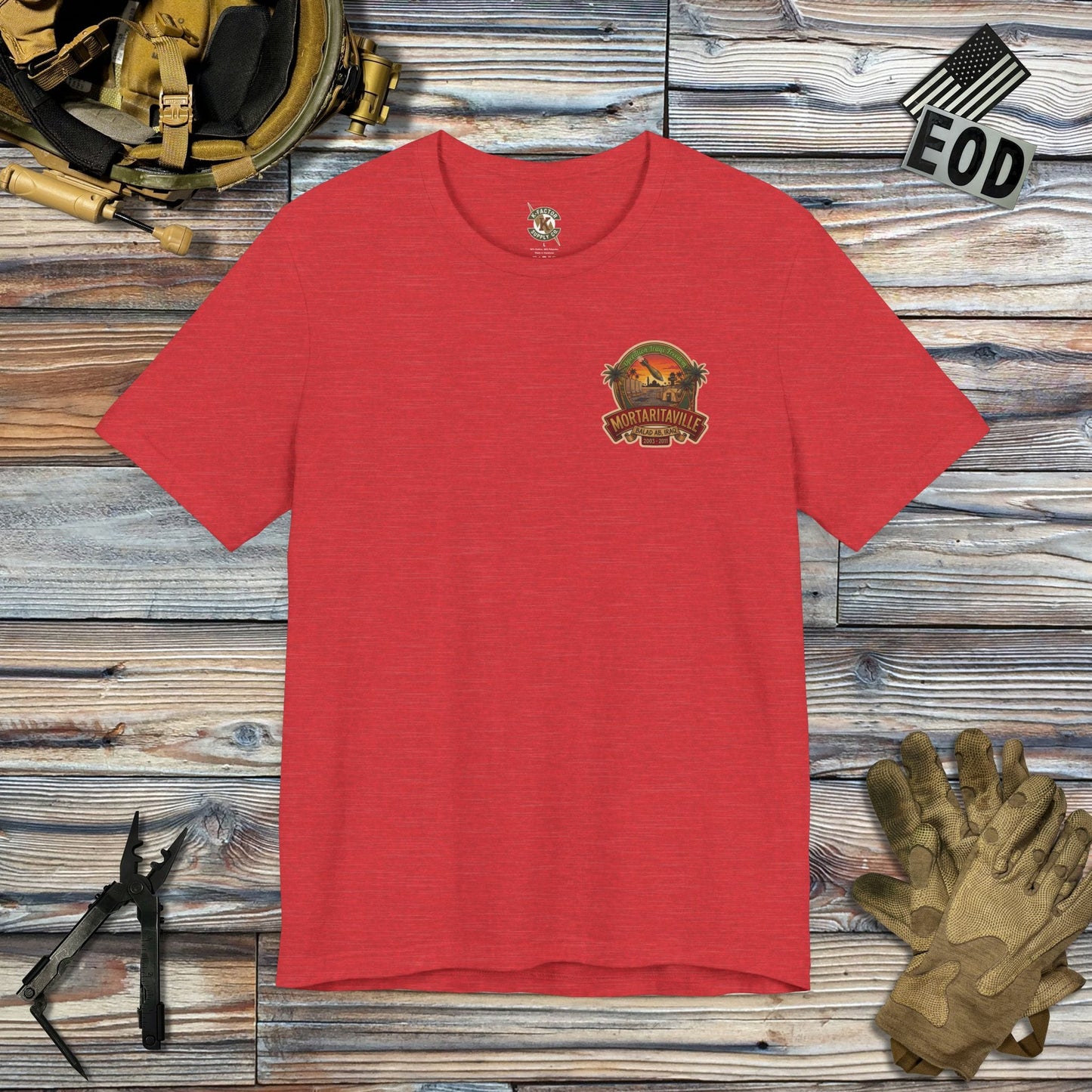 K-Factor Supply Co Mortaritaville (Back Print - Tropical Colors) T-Shirt Heather Red / M