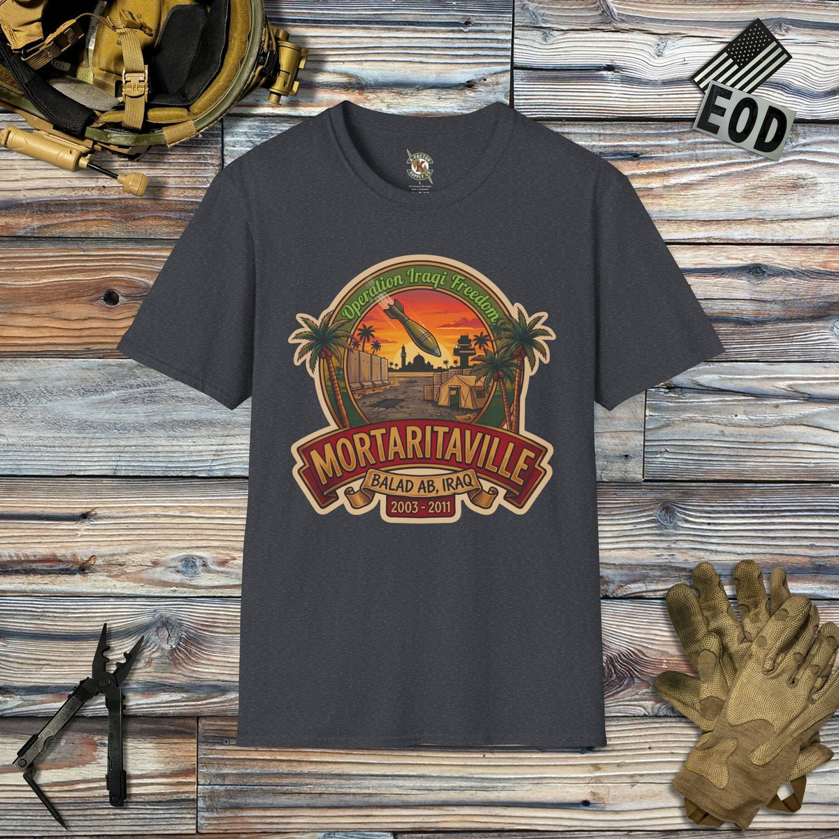 K-Factor Supply Co Mortaritaville Mk 1 (B+T) T-Shirt Dark Heather Grey / 2XL