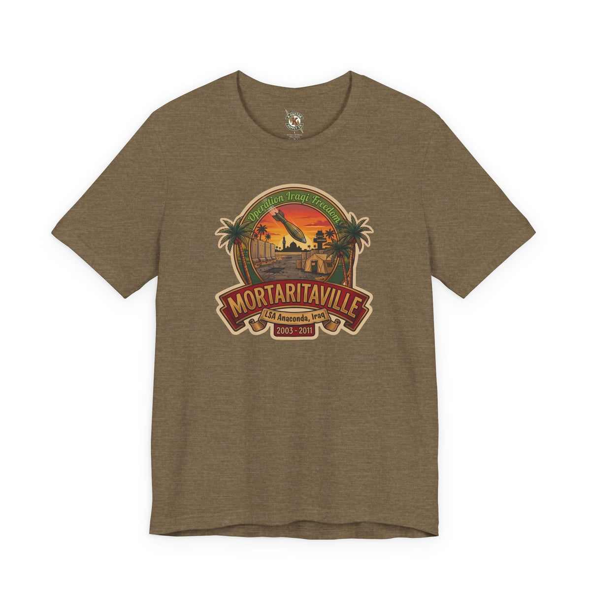 K-Factor Supply Co Mortaritaville Mk 1 Mod 1 [LSAA] (Classic Colors) T-Shirt Heather Olive / S