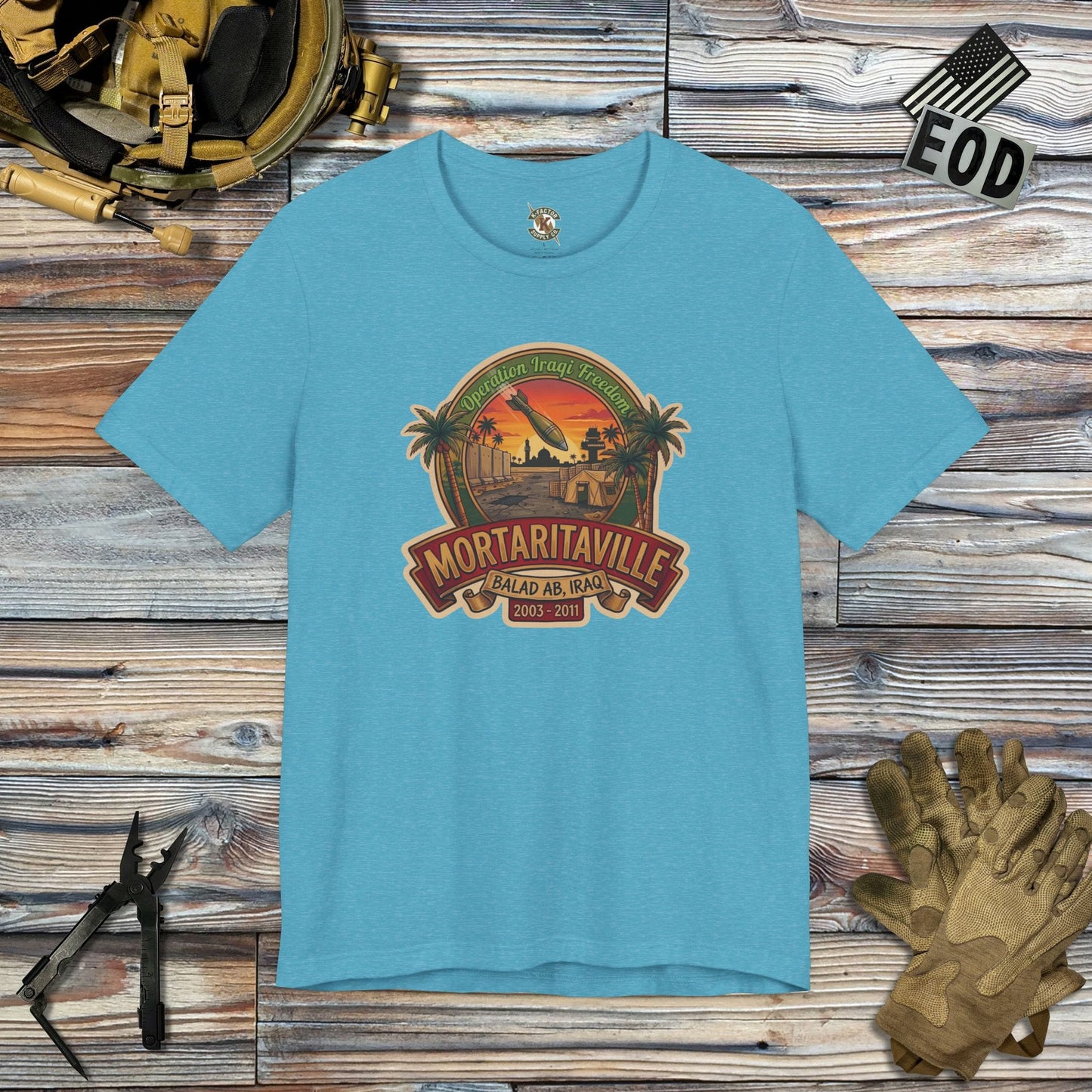 K-Factor Supply Co Mortaritaville Mk 1 (Tropical Colors) T-Shirt Heather Aqua / M