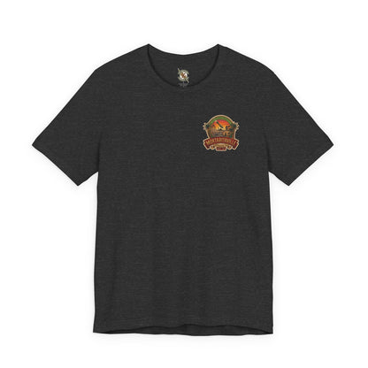 K-Factor Supply Co Mortaritaville Mod 1 [LSAA] (Back Print - Classic Colors) T-Shirt Dark Grey Heather / S