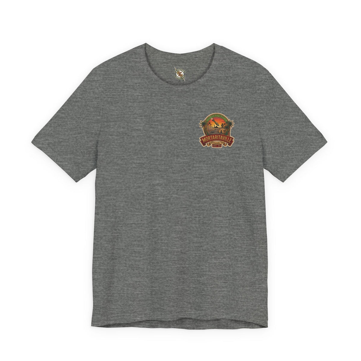 K-Factor Supply Co Mortaritaville Mod 1 [LSAA] (Back Print - Classic Colors) T-Shirt Deep Heather / S