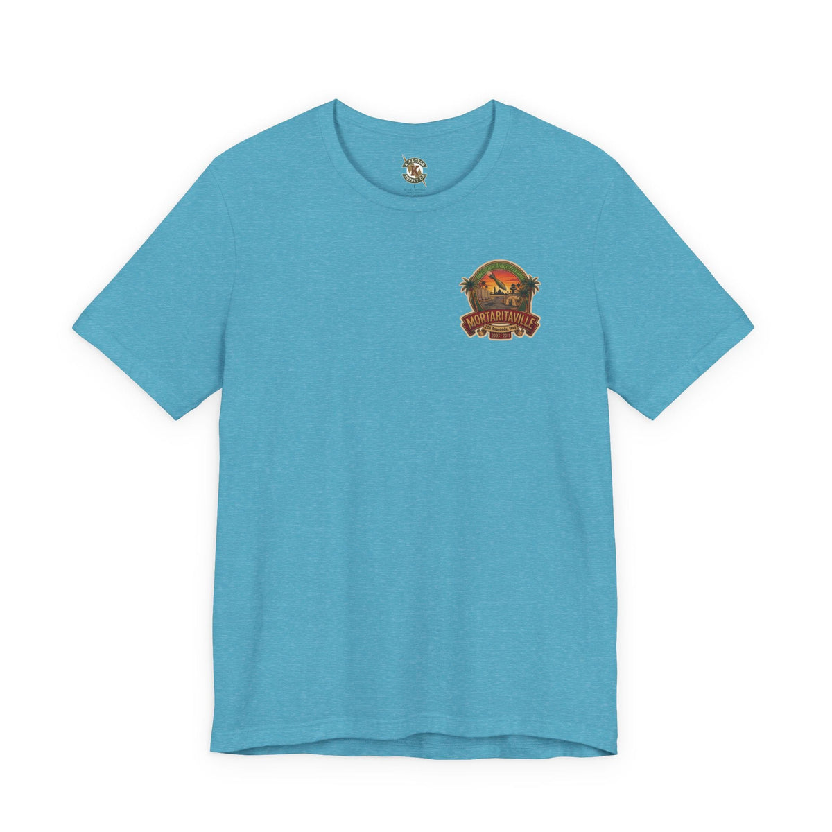 K-Factor Supply Co Mortaritaville [Mod 1 - LSAA] (Back Print - Tropical Colors) T-Shirt Heather Aqua / S