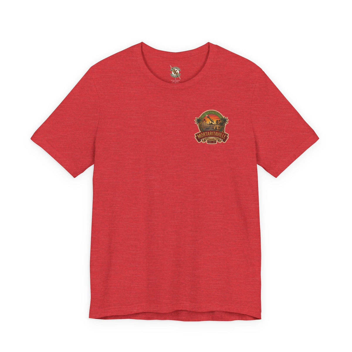 K-Factor Supply Co Mortaritaville [Mod 1 - LSAA] (Back Print - Tropical Colors) T-Shirt Heather Red / S