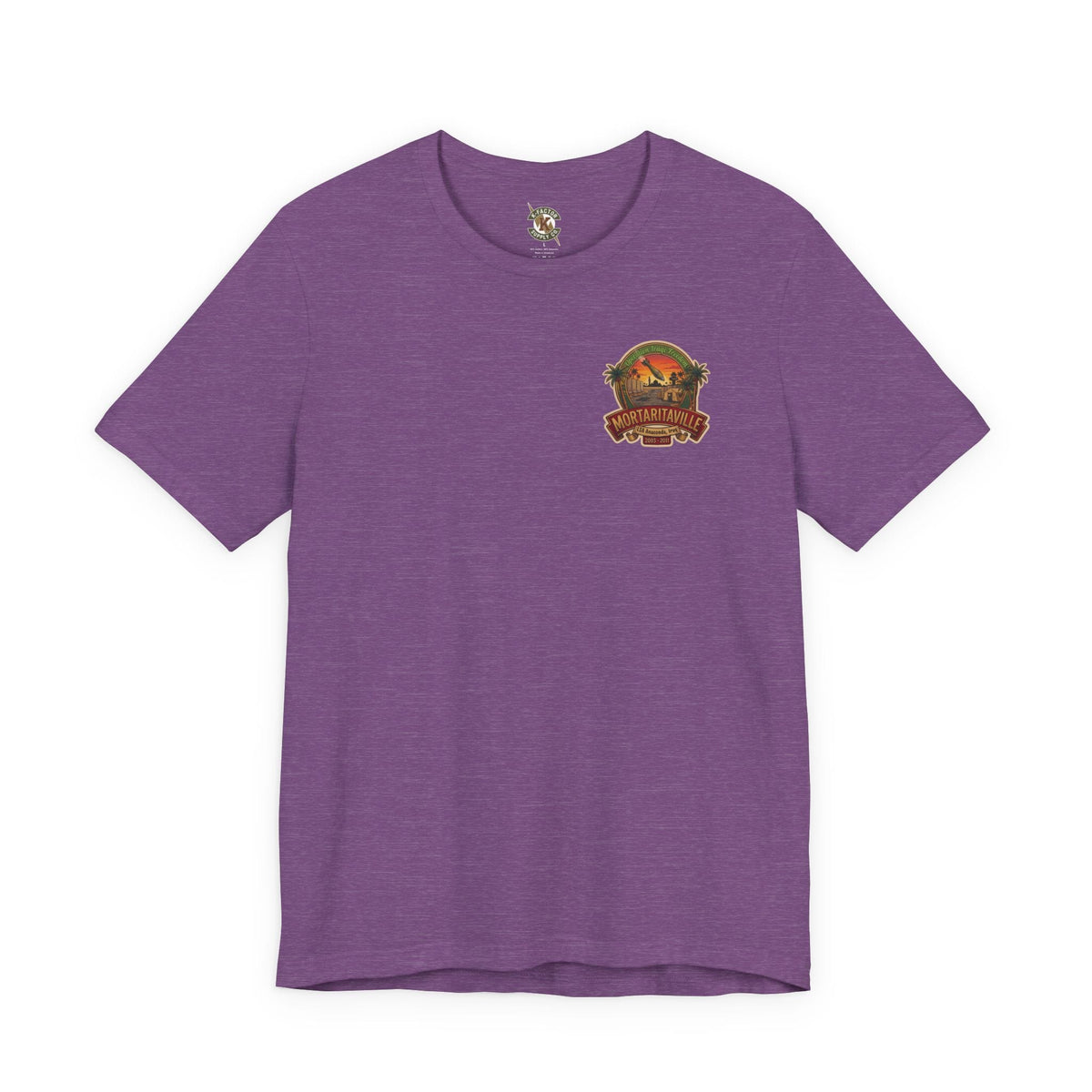 K-Factor Supply Co Mortaritaville [Mod 1 - LSAA] (Back Print - Tropical Colors) T-Shirt Heather Team Purple / S