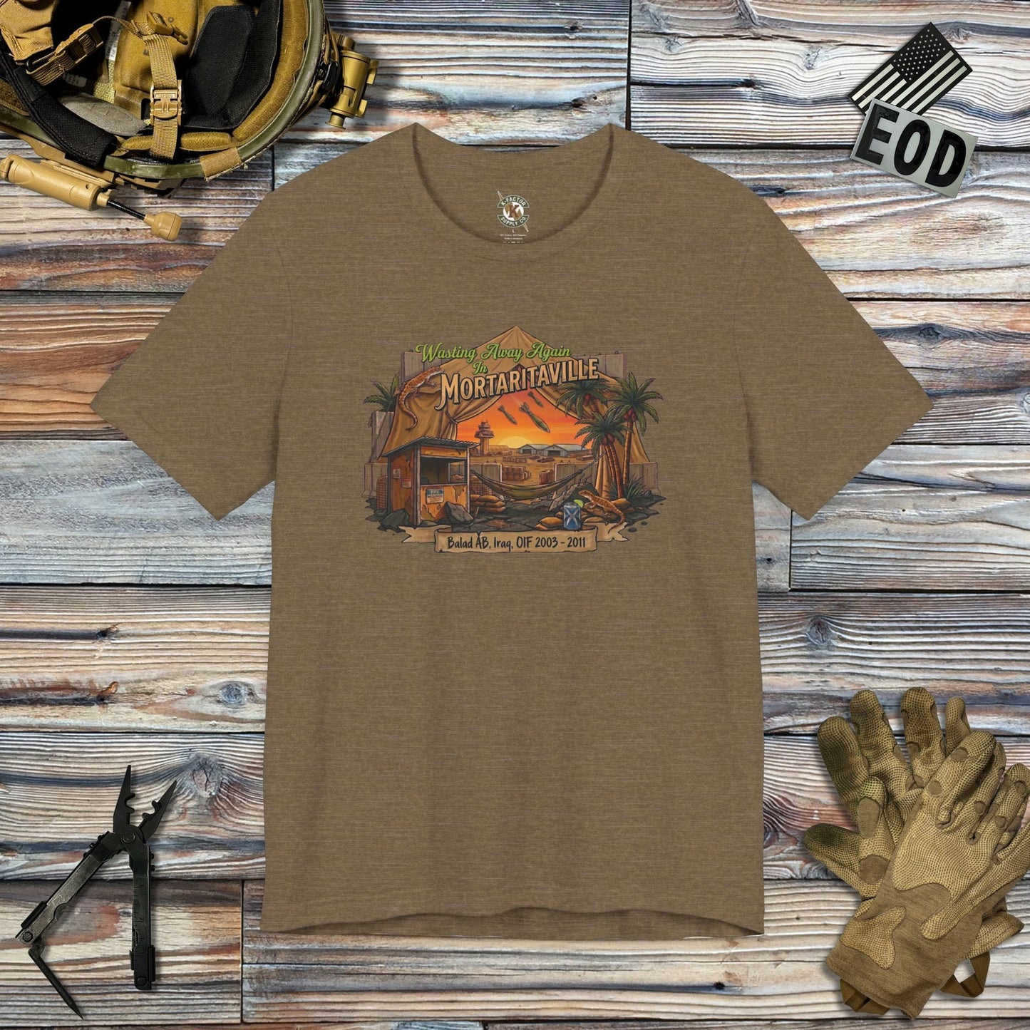 K-Factor Supply Co Mortaritaville - Wasting Away (Classic Colors) T-Shirt Heather Olive / S