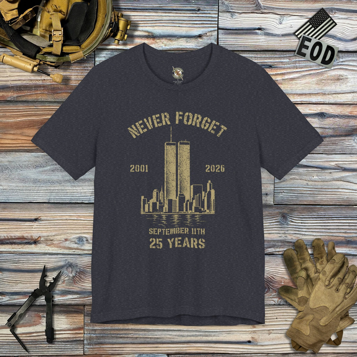 K-Factor Supply Co Never Forget T-Shirt Heather Navy / S