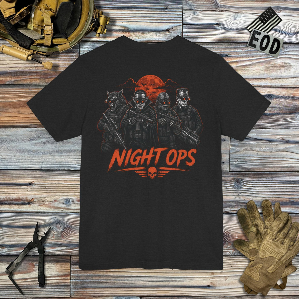 K-Factor Supply Co Night Ops (Back Print) T-Shirt Solid Black Blend / S