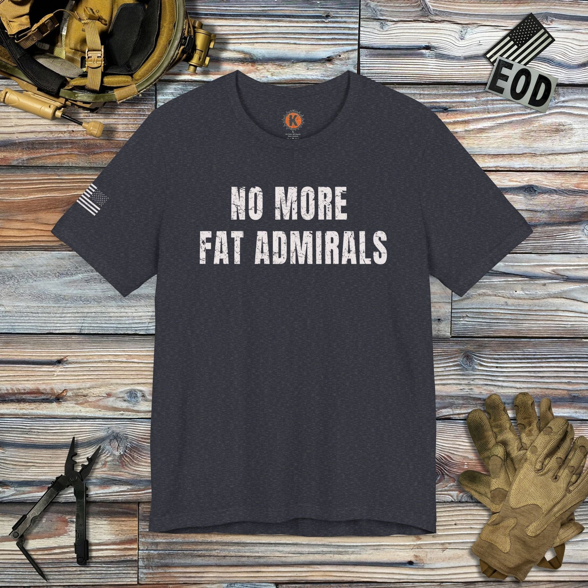 K-Factor Supply Co No More Fat Admirals (w/ Flag) T-Shirt Heather Navy / S