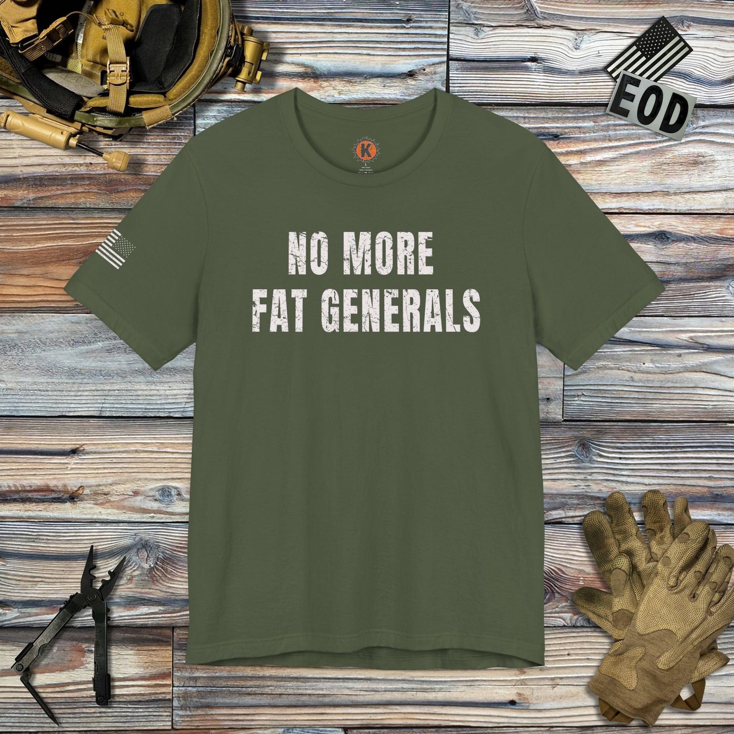 K-Factor Supply Co No More Fat Generals (w/ Flag) T-Shirt Military Green / S