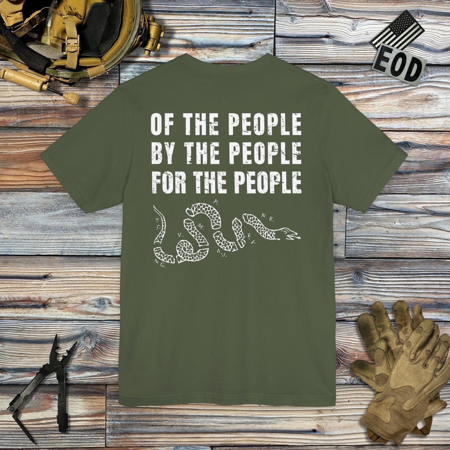 K-Factor Supply Co Of, By, and For the People (Back Print) T-Shirt Military Green / S