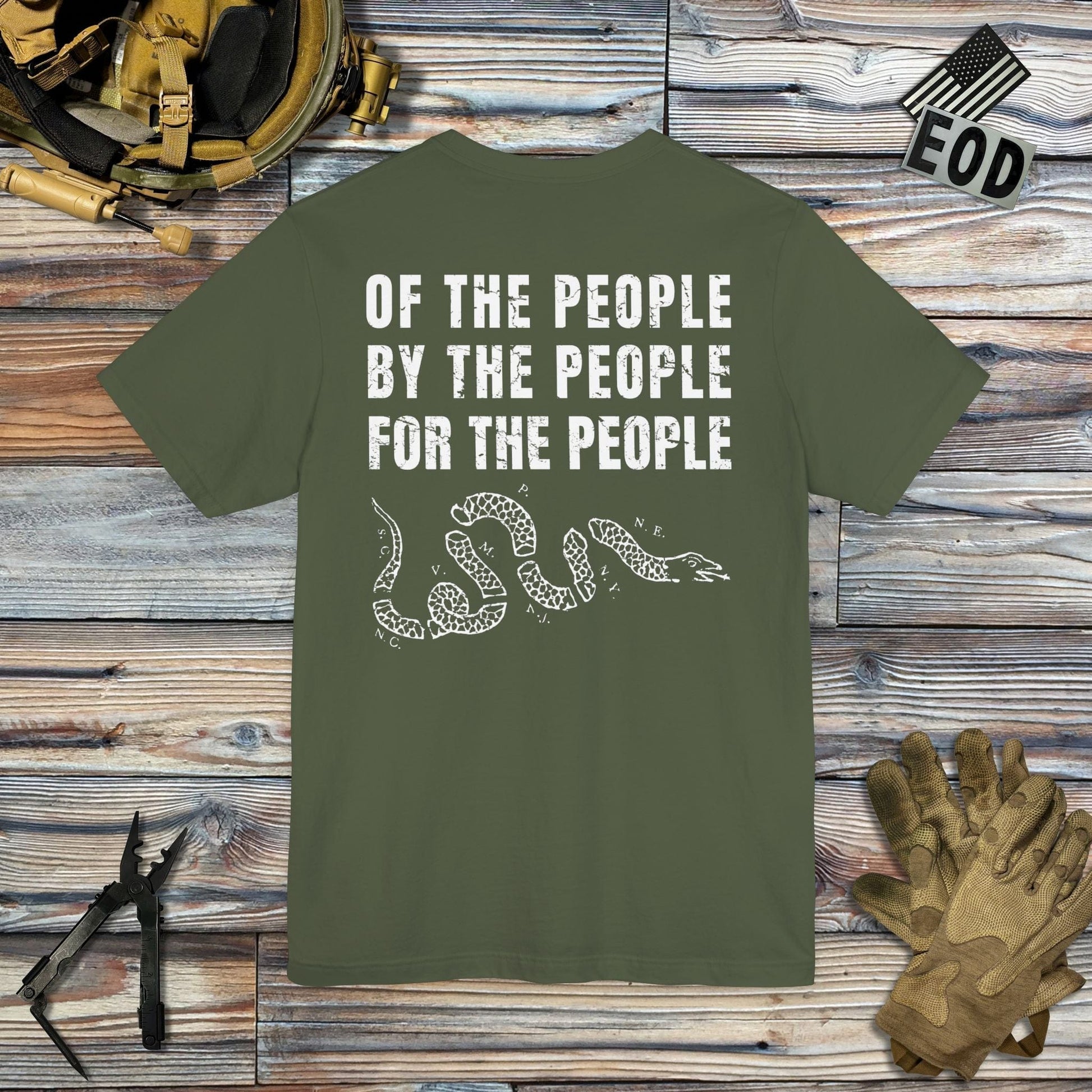 K-Factor Supply Co Of, By, and For the People (Back Print) T-Shirt Military Green / S