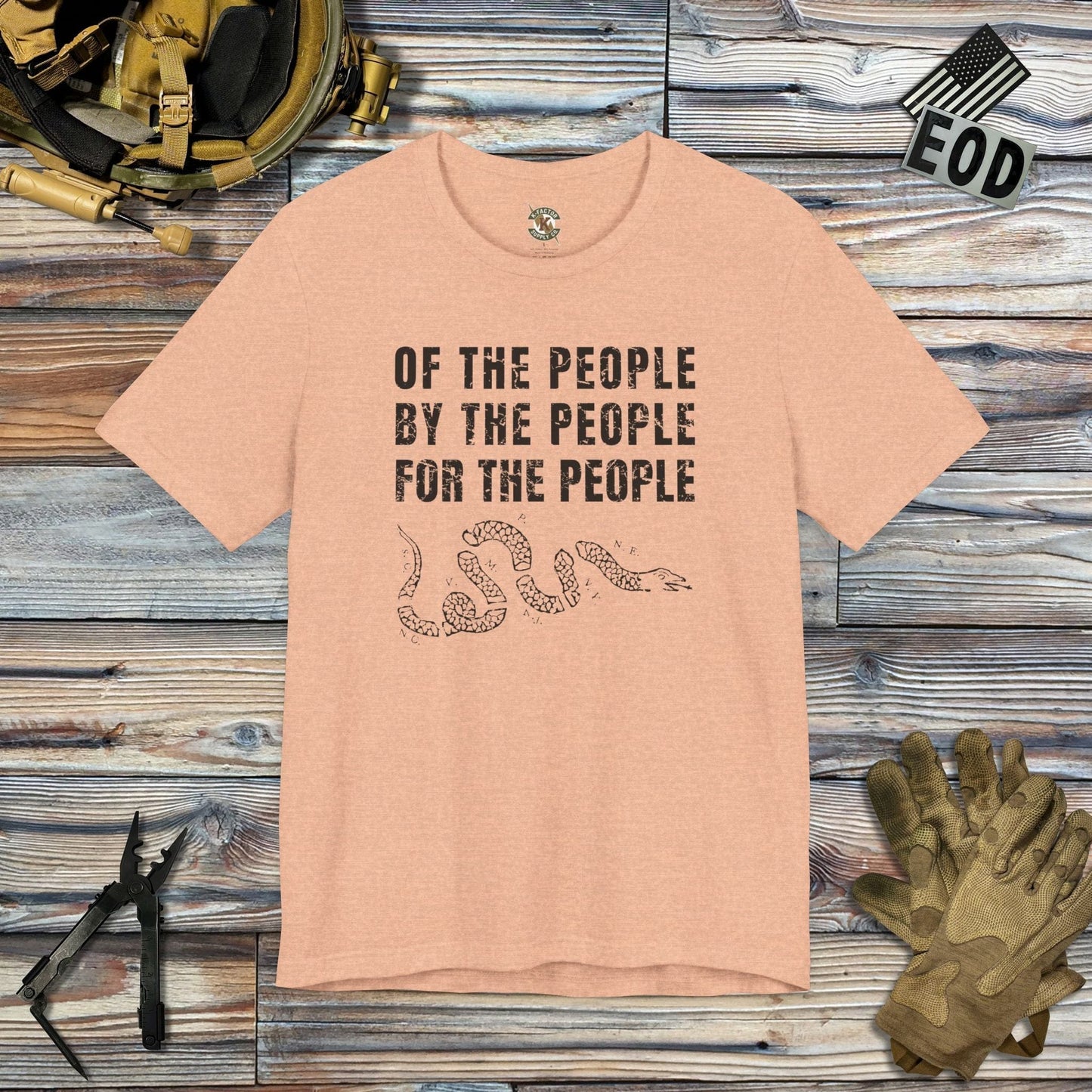 K-Factor Supply Co Of, By, and For the People T-Shirt Heather Peach / S