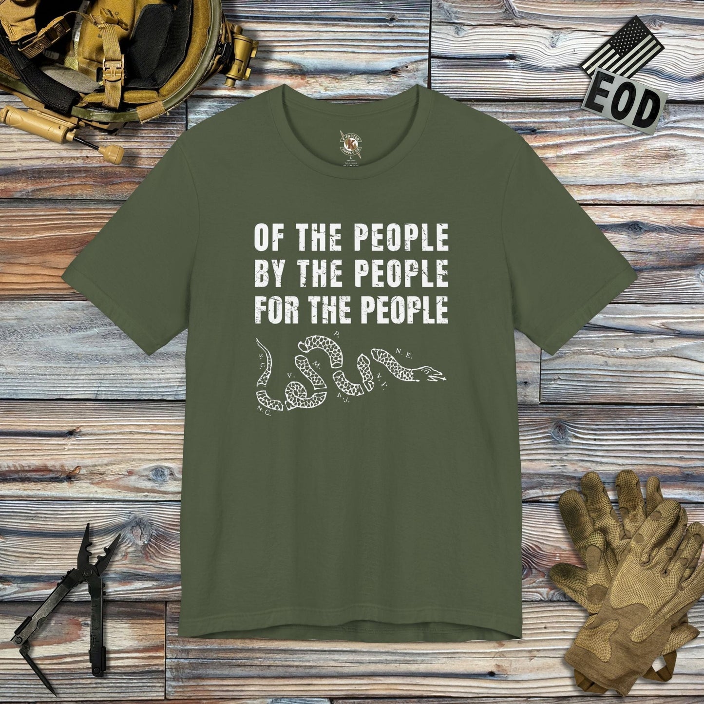 K-Factor Supply Co Of, By, and For the People T-Shirt Military Green / S