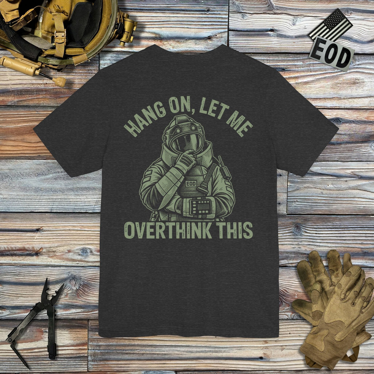 K-Factor Supply Co Overthinking It (Back Print) T-Shirt Dark Grey Heather / S