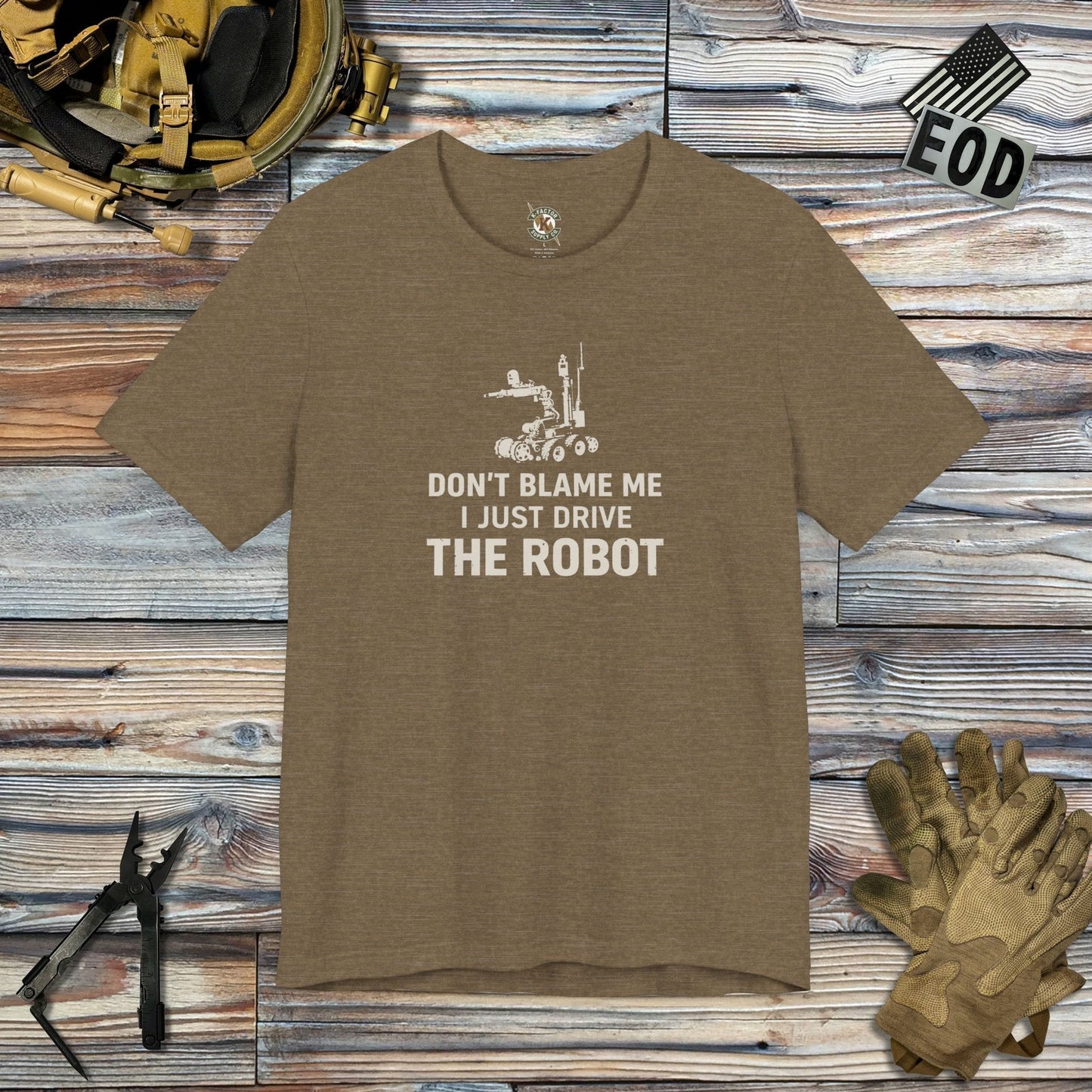 K-Factor Supply Co P3- Don't Blame Me T-Shirt Heather Olive / S