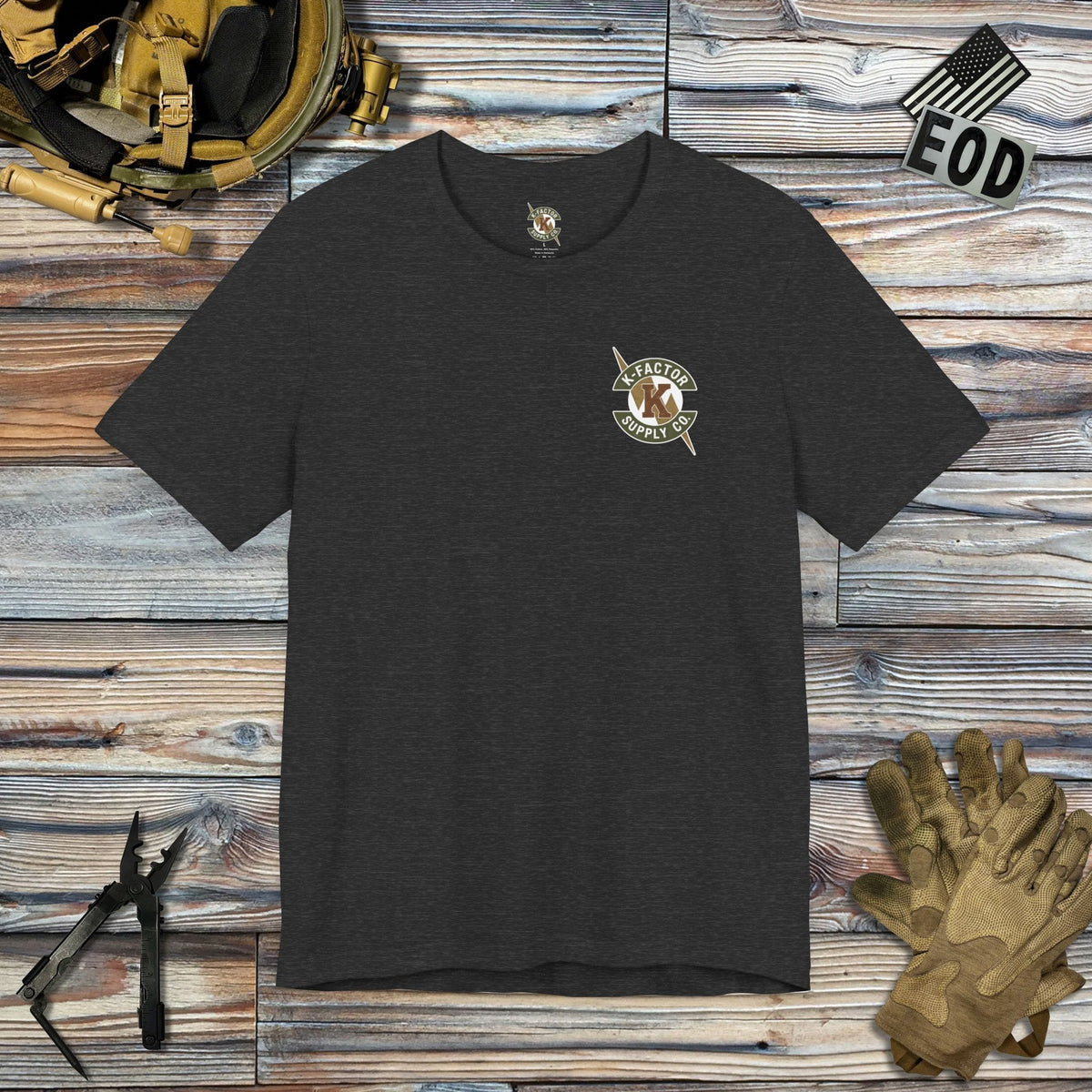 K-Factor Supply Co Para-Terrapins Mk 2 (Back Print) T-Shirt Dark Grey Heather / S