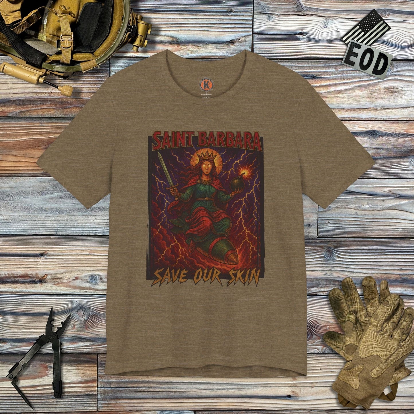 K-Factor Supply Co Patron Saint T-Shirt Heather Olive / S