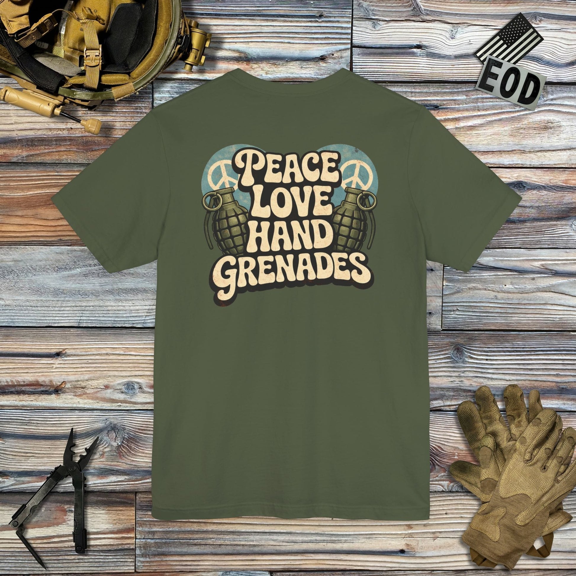 K-Factor Supply Co Peace Love Grenades (Back Print) T-Shirt