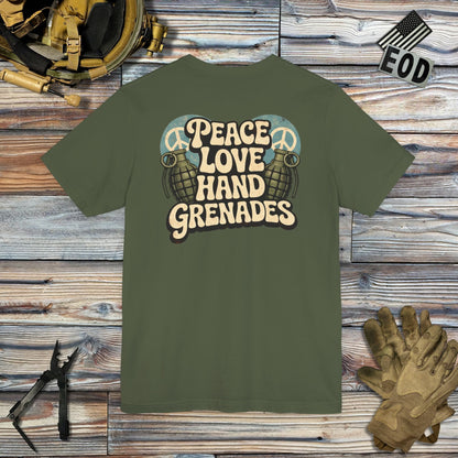 K-Factor Supply Co Peace Love Grenades (Back Print) T-Shirt