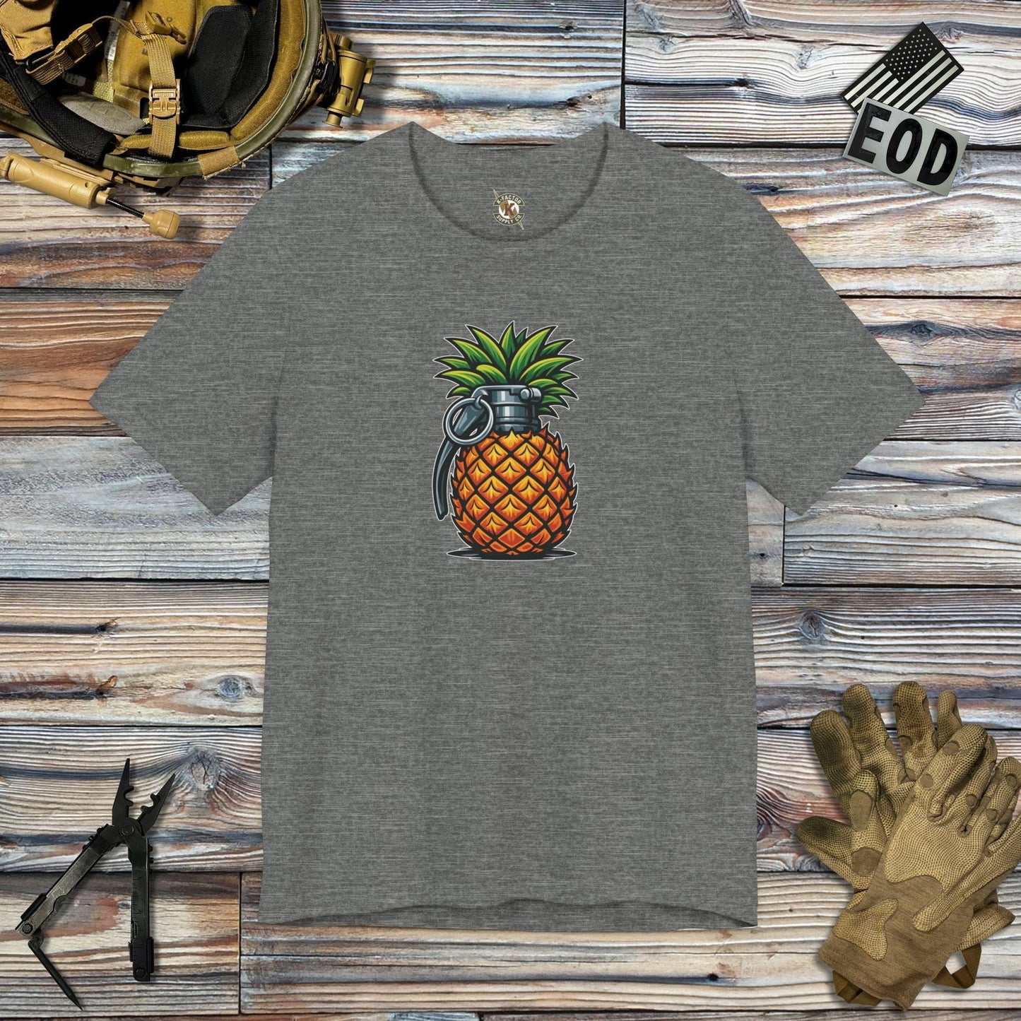 K-Factor Supply Co Pineapple Grenade T-Shirt Template Deep Heather / S